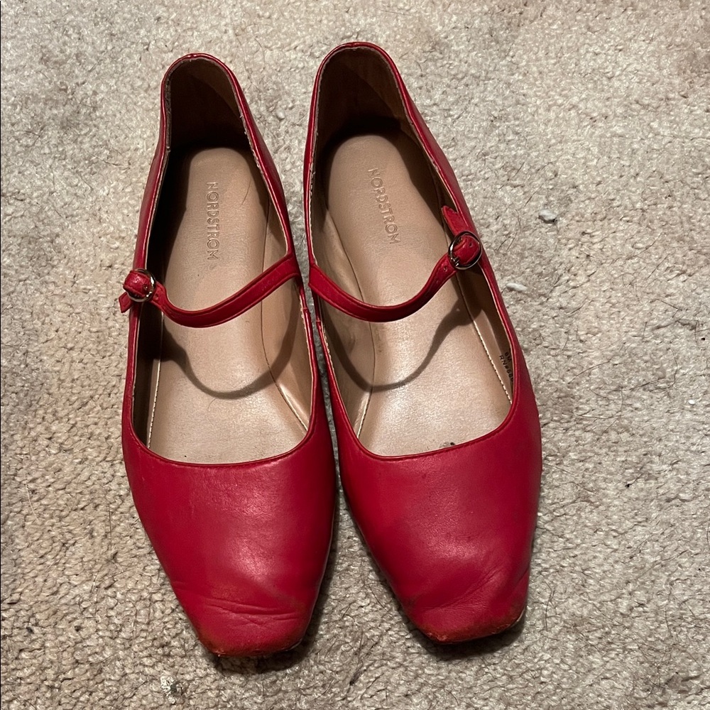 Nordstrom Cherry Red Mary Jane Flats